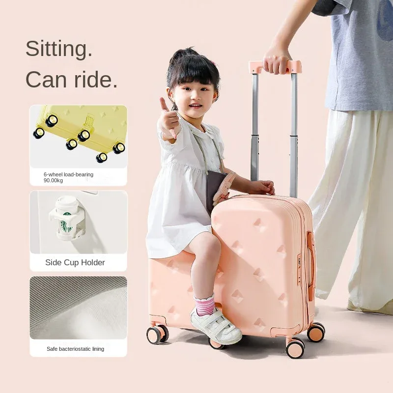 valise à roulettes 2-en-1 pour enfants, petite valise de cabine 18/20 pouces avec porte-gobelet pour garçons et filles, idéale pour les étudiants
