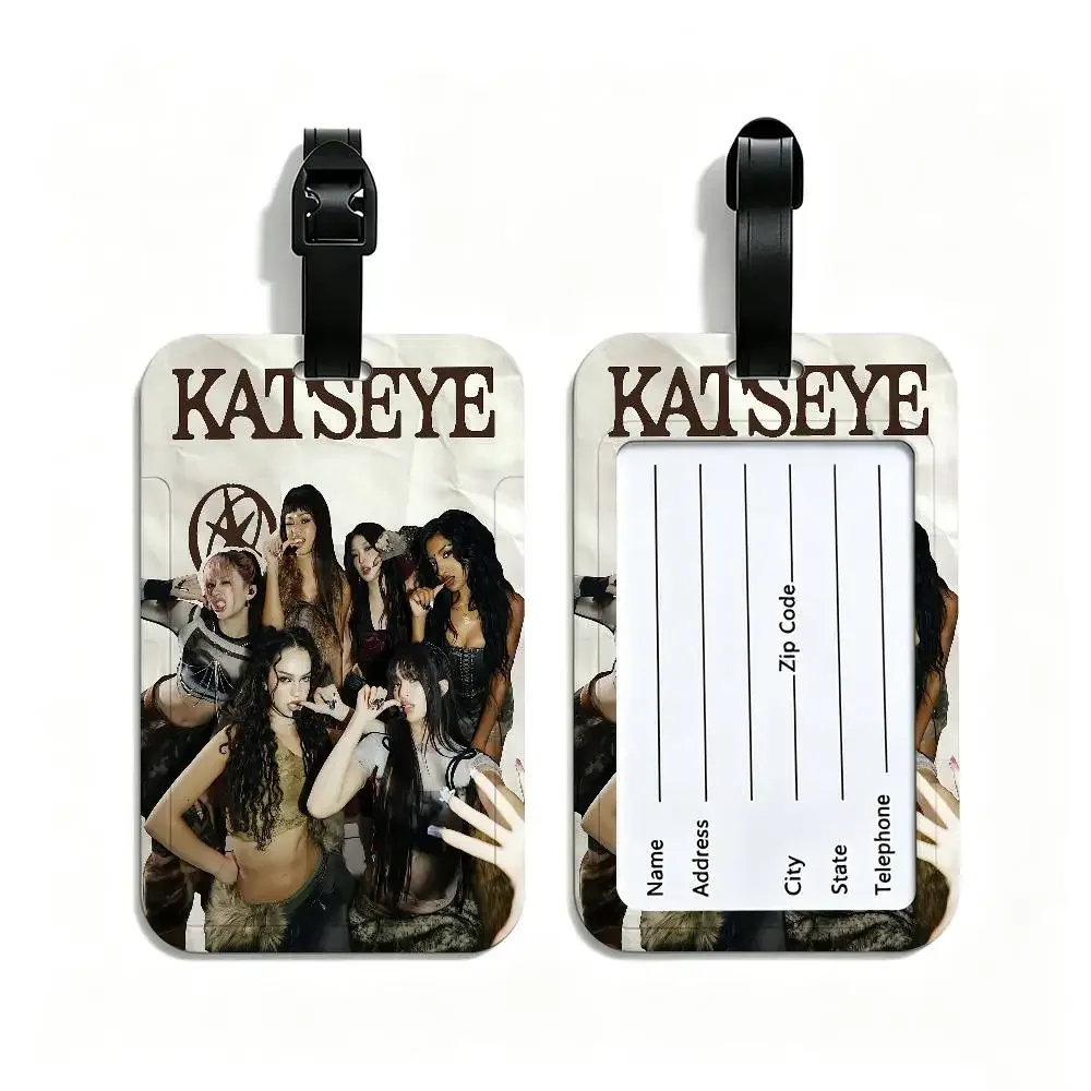 k-katseye singer étiquette de bagage légère en pvc anti-perte avec pochette amovible pour carte d'information, accessoire de voyage pour sac à dos