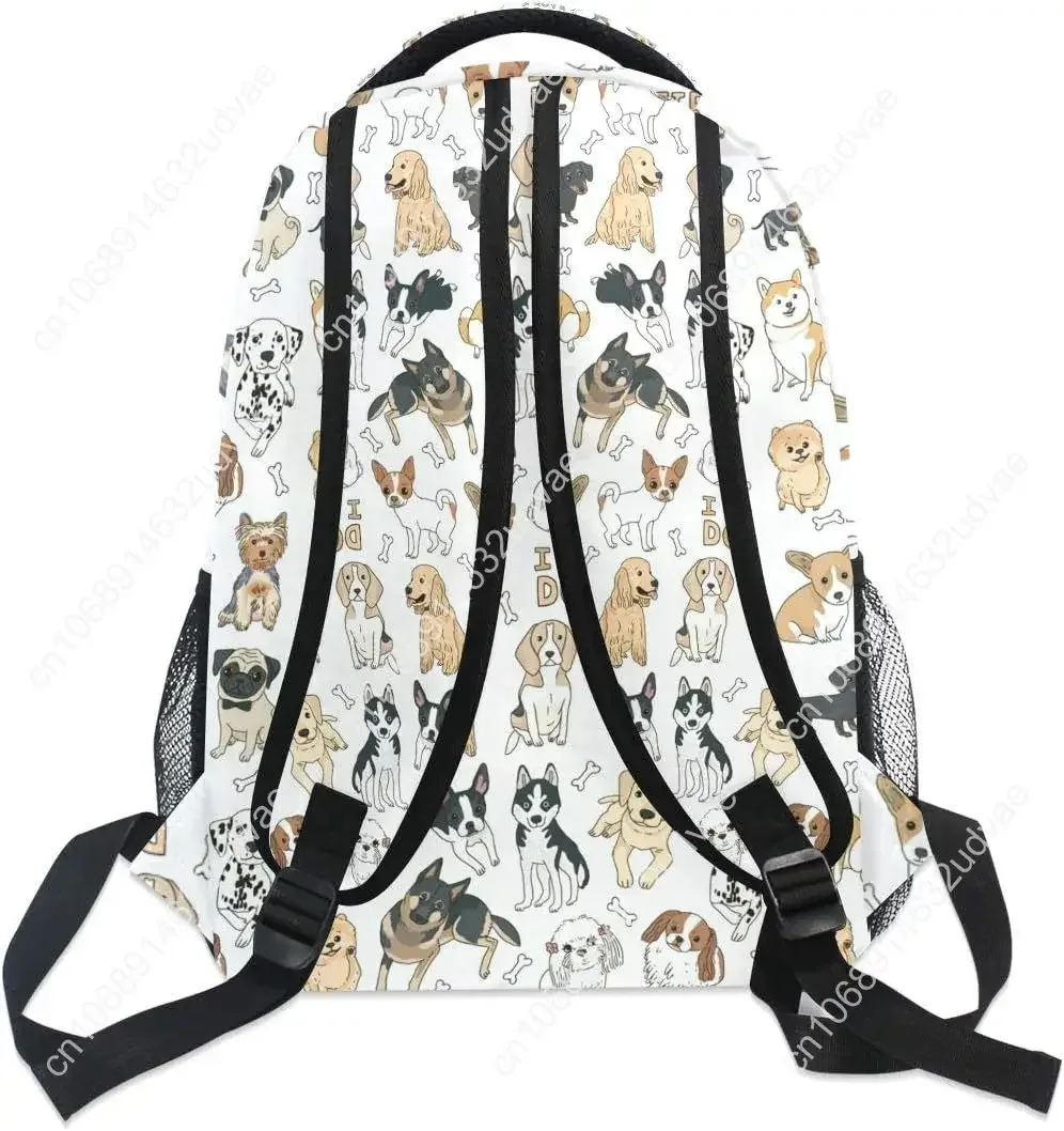 grand sac à dos avec imprimé chien mignon, pour étudiants, personnalisé, pour ordinateur portable, ipad, tablette, voyage, école