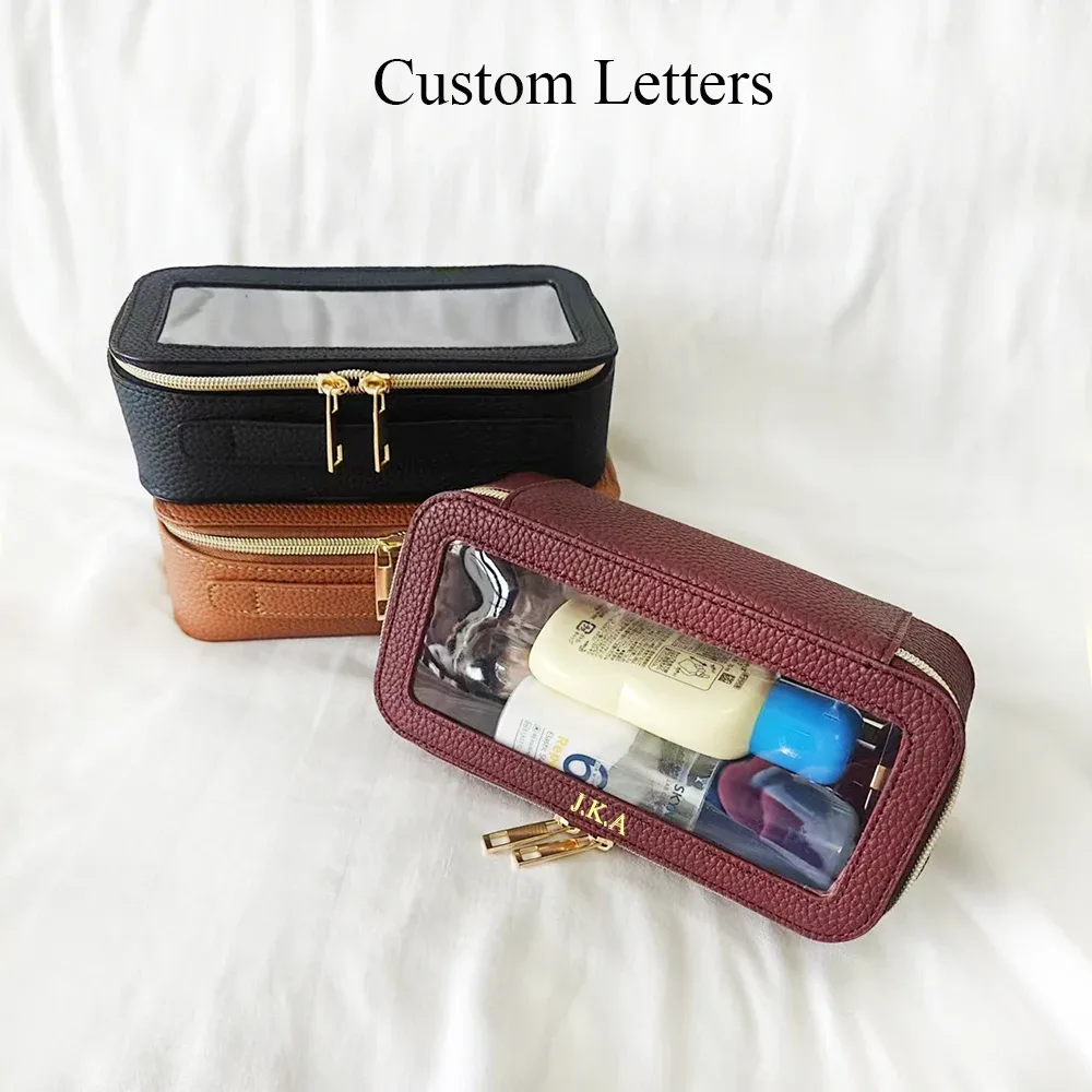 sac de maquillage pour femme, étanche, transparent, personnalisable, trousse de toilette de voyage, organiseur de bagages transparent pour femme