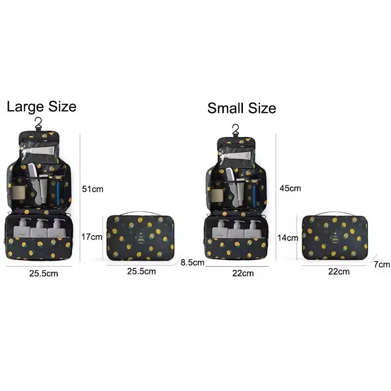 sac de voyage suspendu imperméable pour cosmétiques, imprimé flamant rose et citron, organiseur de maquillage portable, trousse de toilette pour femmes, rangement pour soins de la peau