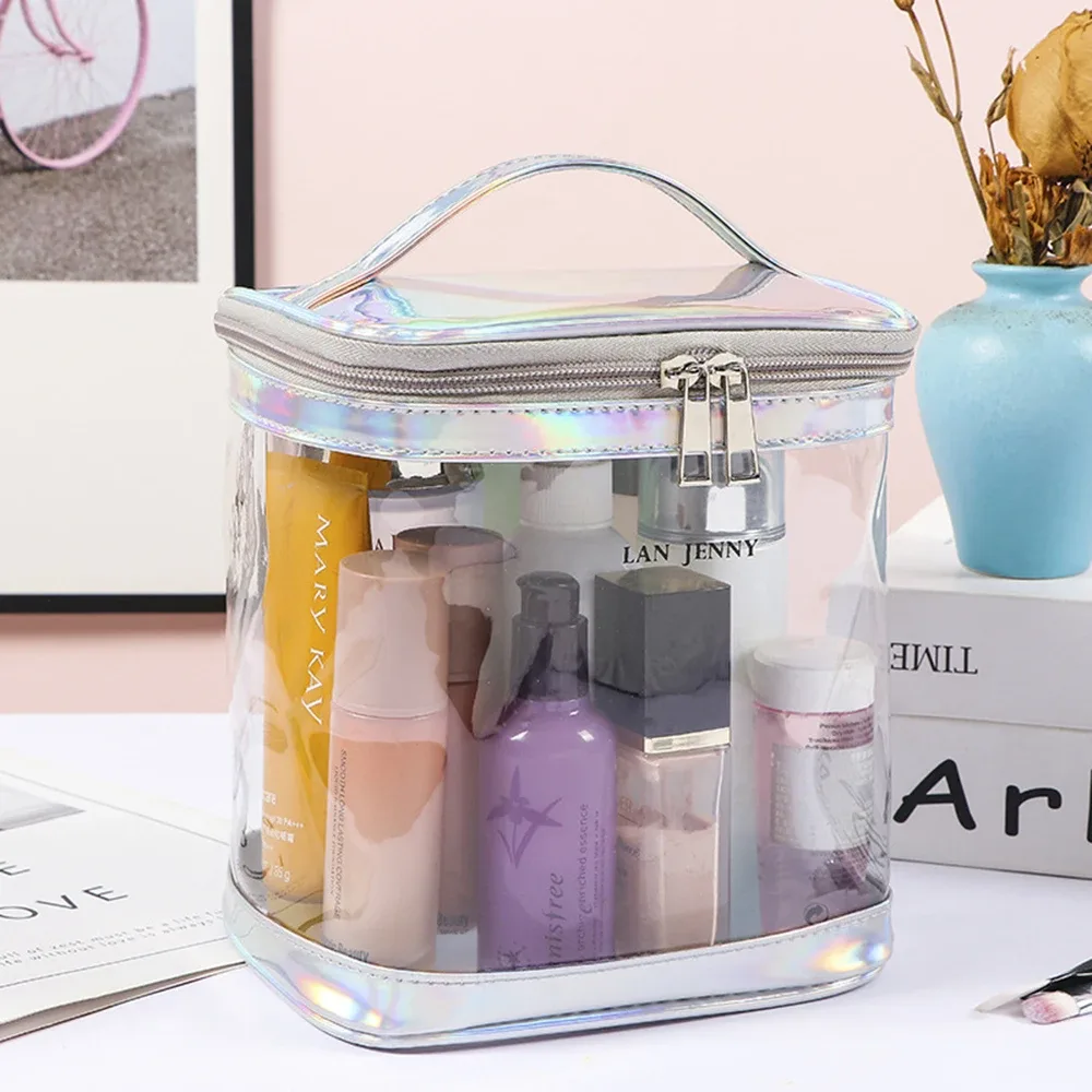 trousse de maquillage transparente de qualité supérieure, pochette cosmétique transparente pour voyage ou usage quotidien, sac de plage étanche pour protection solaire, soins de la peau