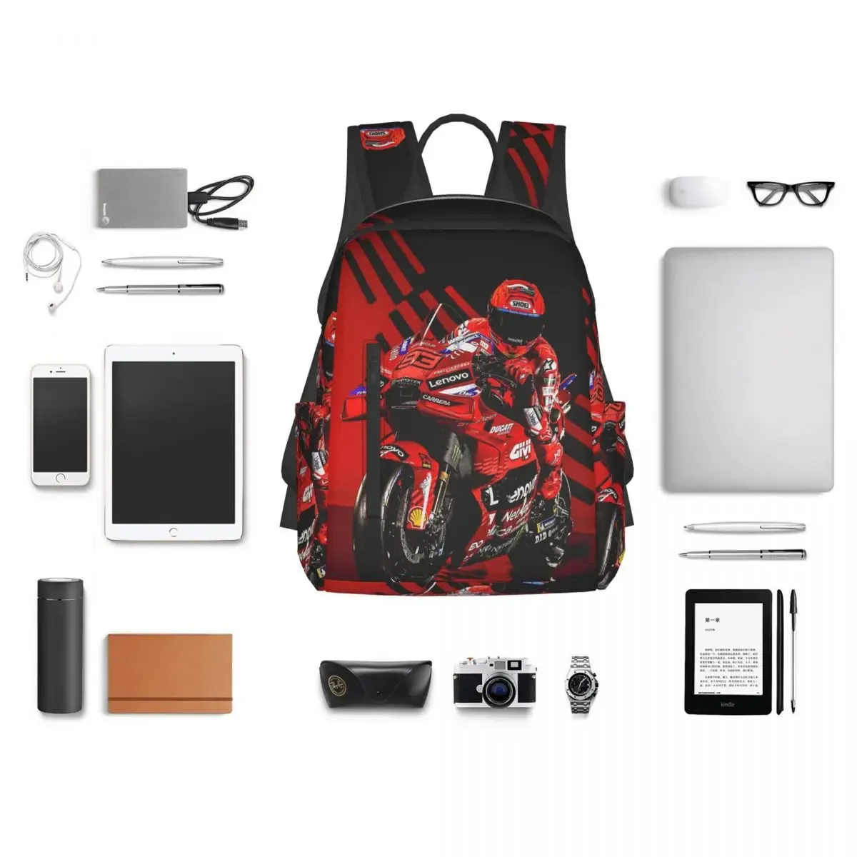 sac à dos de course de moto marqueze, sac à livres pour étudiants garçons et filles, sac d'école pour enfants, sacs à bandoulière pour ordinateur portable pour hommes et femmes