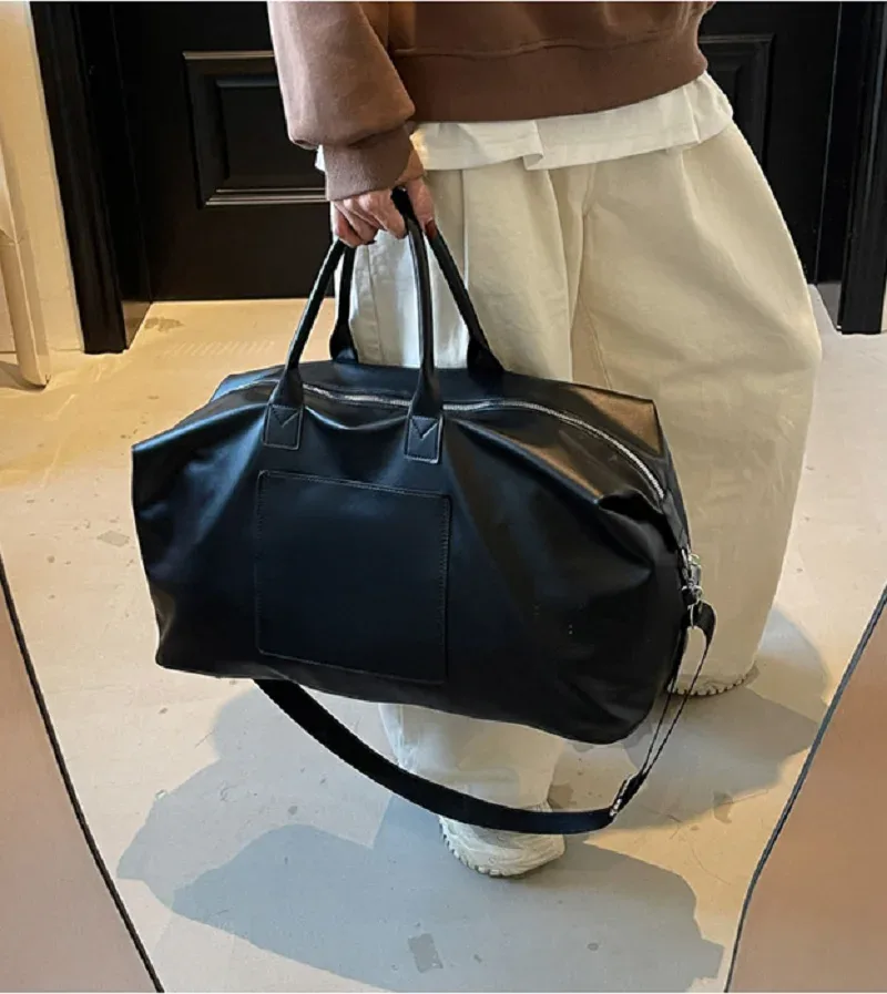 sac à main de voyage en cuir de bonne qualité pour hommes et femmes, fourre-tout d'affaires de grande capacité, sacs à bandoulière, sac de shopping, nouvelle mode coréenne