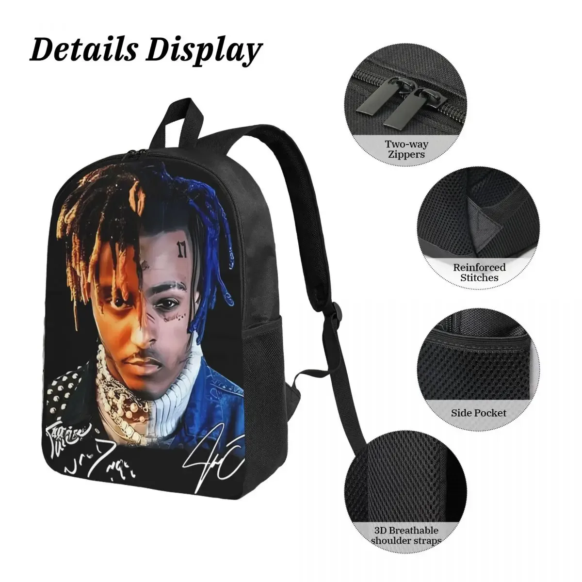 sac à dos juice wrld pour étudiants, sac d'école, sac à bandoulière pour ordinateur, 3 pièces, sac à déjeuner isotherme, trousse à crayons