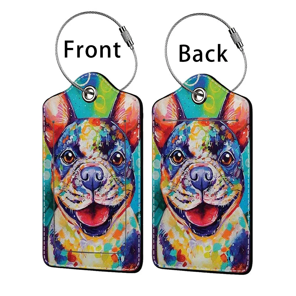 offre spéciale mignon chien en cuir affaires étiquette de bagage valise adresse étiquette bagages embarquement étui étiquette nom id adresse clip