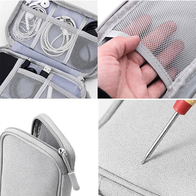 sac de rangement multi-couches pour accessoires numériques, anti-poussière, pour alimentation électrique, disque dur, batterie externe et câbles de données