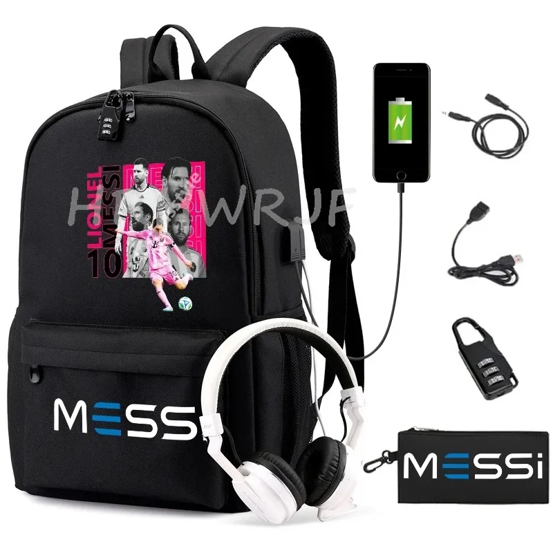 sac à dos de sport messi camouflage pour femmes et hommes, sac à dos pour ordinateur portable pour adolescents, étudiants, sac à dos orthopédique de voyage avec trousse à crayons 2 pièces