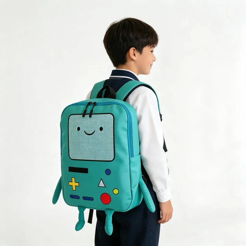 sac à dos scolaire en toile 14 pouces, motif robot 3d kawaii, unisexe, respirant, idéal pour la rentrée scolaire, cadeau de noël.