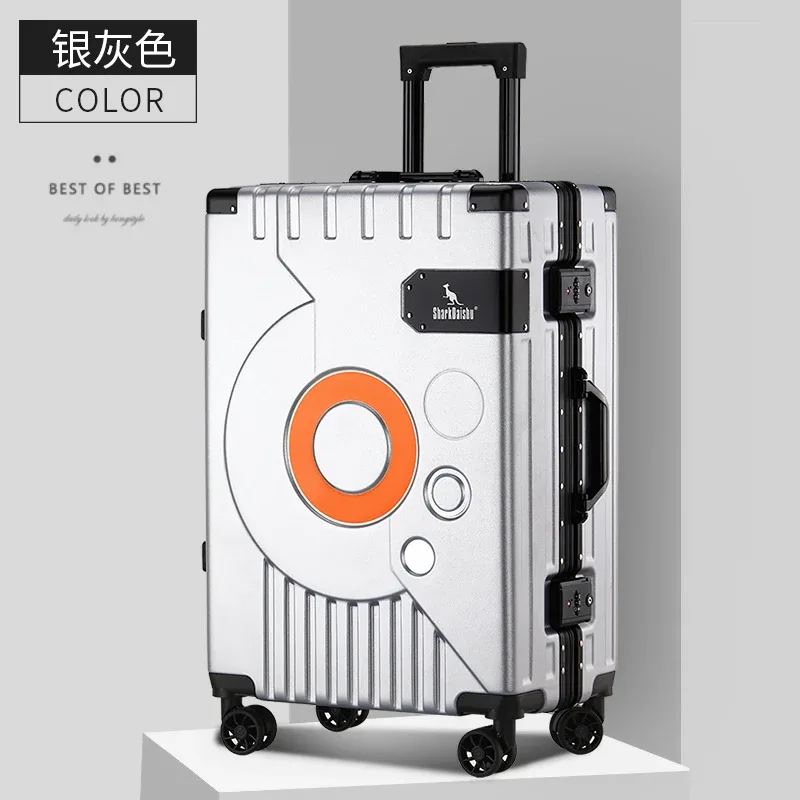 nouveau cadre en aluminium mode voyage bagages silencieux grande capacité valise à roulettes 20 pouces valise à main 24 pouces boîte de mot de passe