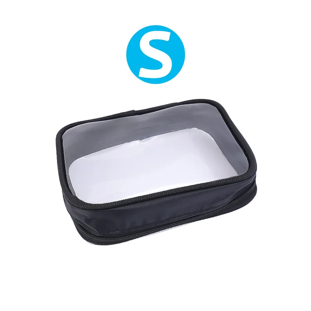 sac cosmétique étanche transparent tpu, petits articles de toilette de maquillage, fermeture éclair, ouverture, stockage, poudres, noir, sacs de lavage robustes