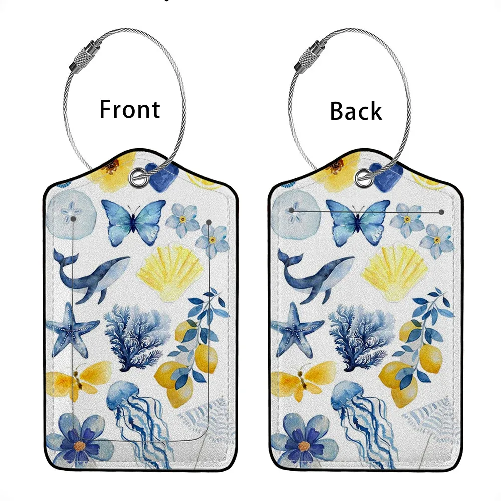 vente flash étiquette de bagage en cuir avec animaux mignons, étiquette d'adresse pour valise, étiquette d'embarquement pour bagage, clip d'identification avec nom et adresse