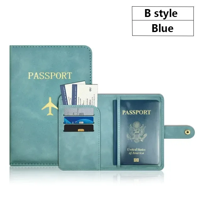 portefeuille de voyage en cuir pu souple multi-fentes avec logo avion, fermeture à pression, porte-cartes sim et porte-documents d'identité