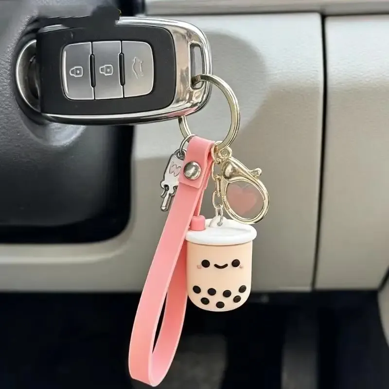 porte-clés thé au lait, pendentif de sac cartoon, décoration suspendue pour sac à dos, charme mignon, accessoire de mode pour sac à main, sac à dos