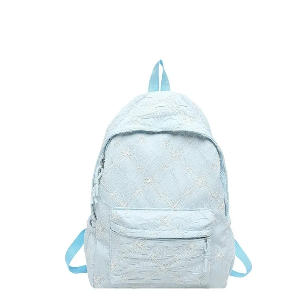 sac à dos mignon et élégant avec nœud, minimaliste, en nylon uni, multi-poches, léger, idéal pour les étudiants et l'école au quotidien.
