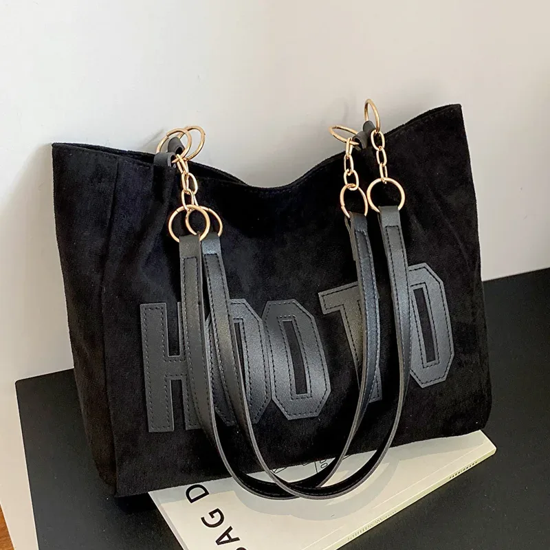 sac à bandoulière de couleur unie, sac fourre-tout avec lettres tendance, sac à main de campus en toile pour femmes, bureau, collège, travail, sacs à main de voyage bolsa