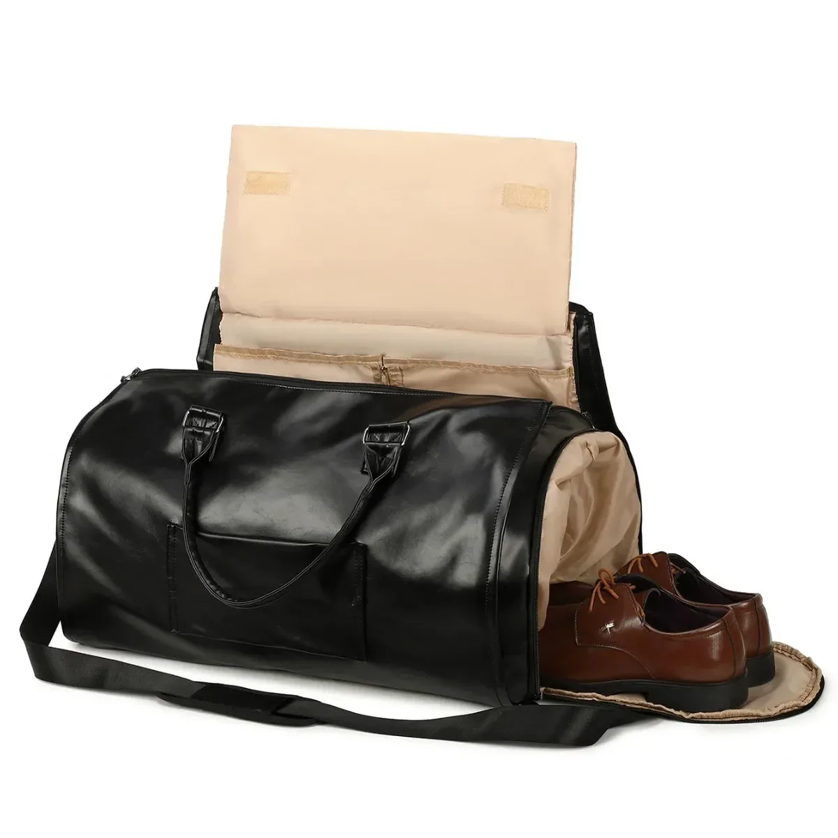 sac à bandoulière multifonction en cuir pu pour homme, imperméable, pour voyage d'affaires, grande capacité, pliable, pour vêtements, 2025