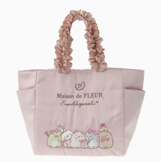 sac à main double chat brodé pour femme, sac fourre-tout rose doux, satin, double nœud, initié, mignon, japonais, printemps, nouveau, 2025