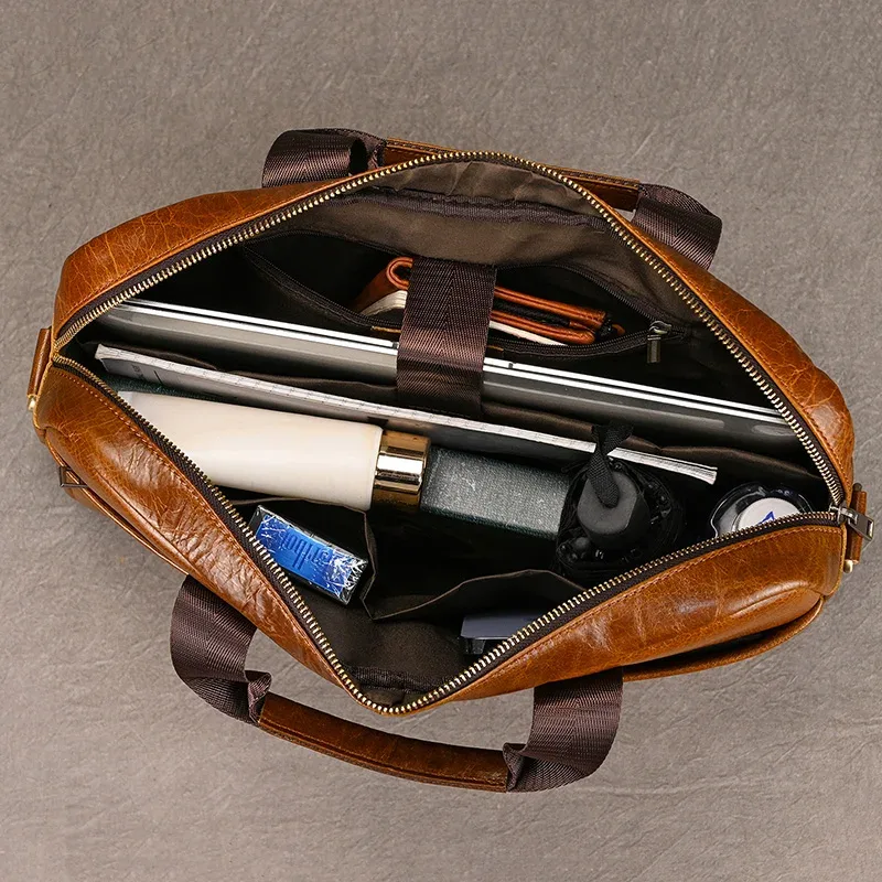 luufan-sac à main d'affaires en cuir véritable pour homme, sac pour ordinateur portable 15 ", étui à bombes pour homme, sac pour document a4, message lancé, sac d'ordinateur, fourre-tout de travail