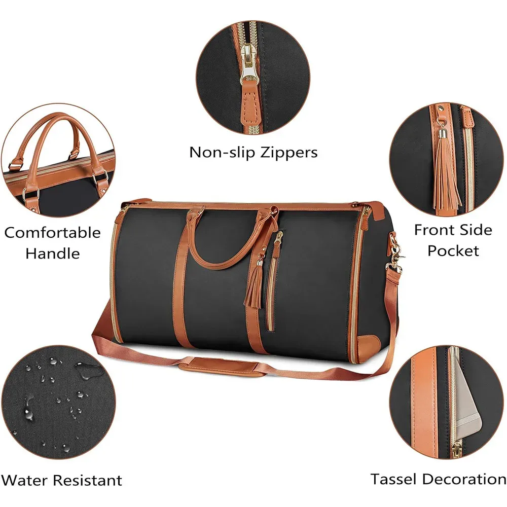 sacs de voyage pour vêtements, sacs de rangement multifonctionnels pliables pour femmes avec pochette à chaussures 2 en 1, valise suspendue