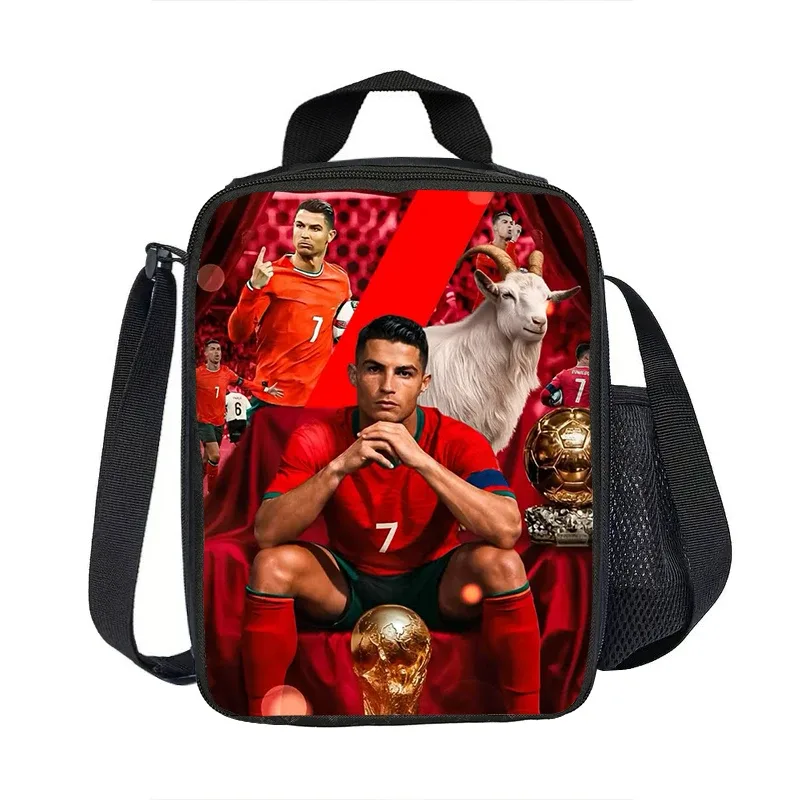 sac isotherme ronaldo cr football star, sacs à déjeuner isolés, conteneur à déjeuner, sac fourre-tout étanche, boîte à déjeuner, sacs de rangement pour aliments sportifs