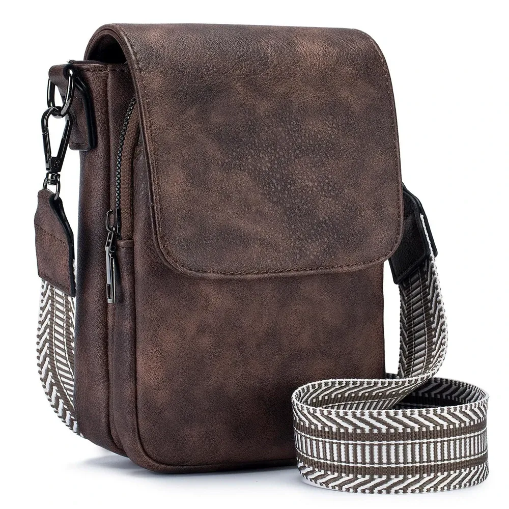 sac à bandoulière rétro en cuir pu pour femmes, large bandoulière simple avec couvercle, petit sac carré à la mode, nouvelle collection