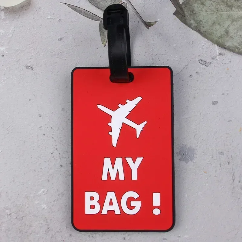 étiquette de bagage en pvc souple pour hommes et femmes, lettre imprimée, étiquette de voyage, nom de valise, étiquettes de sac, avion, attro, mignon, accessoires