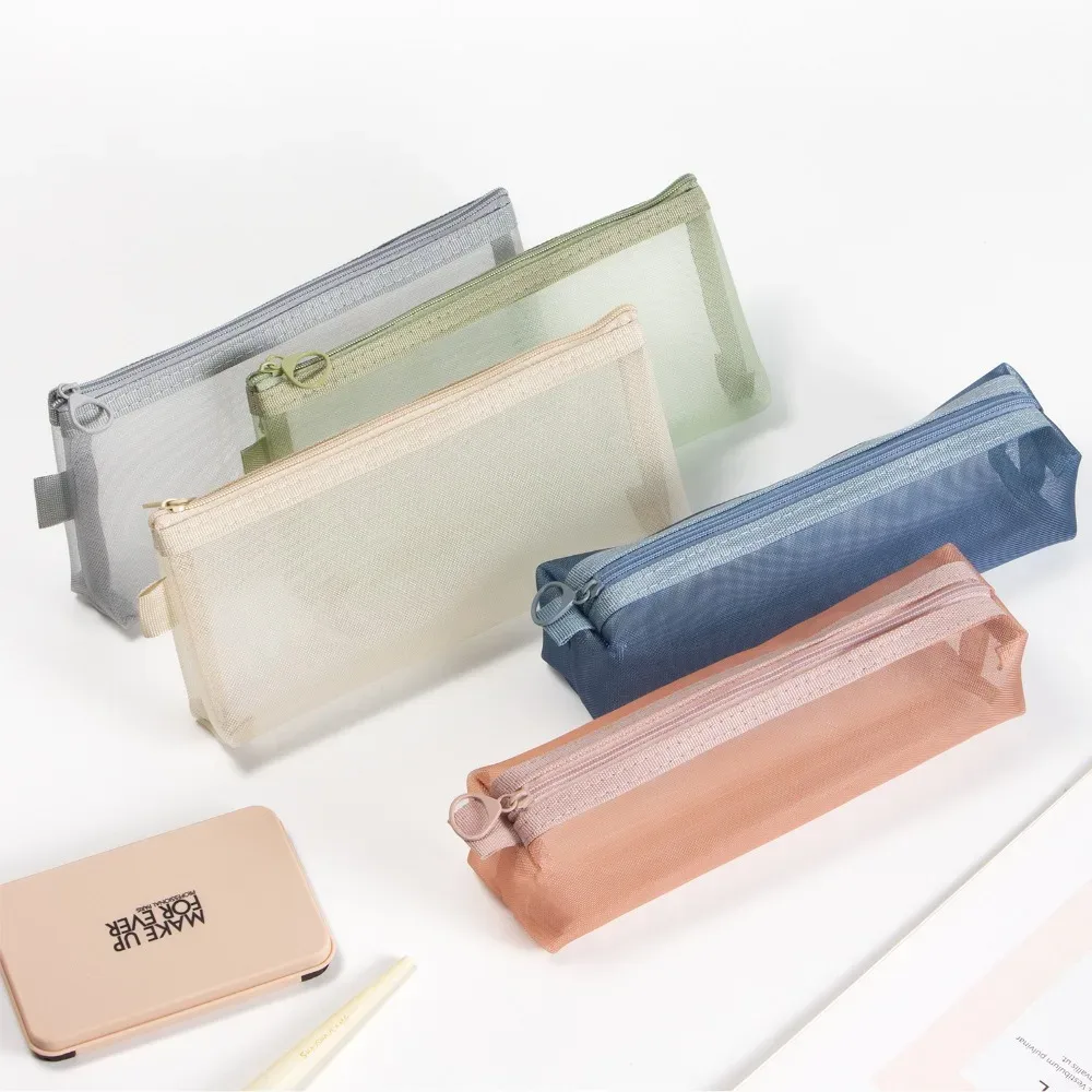 nouveau sac cosmétique en maille de grande capacité, porte-monnaie portable transparent, sac multifonctionnel en maille pour brosse cosmétique