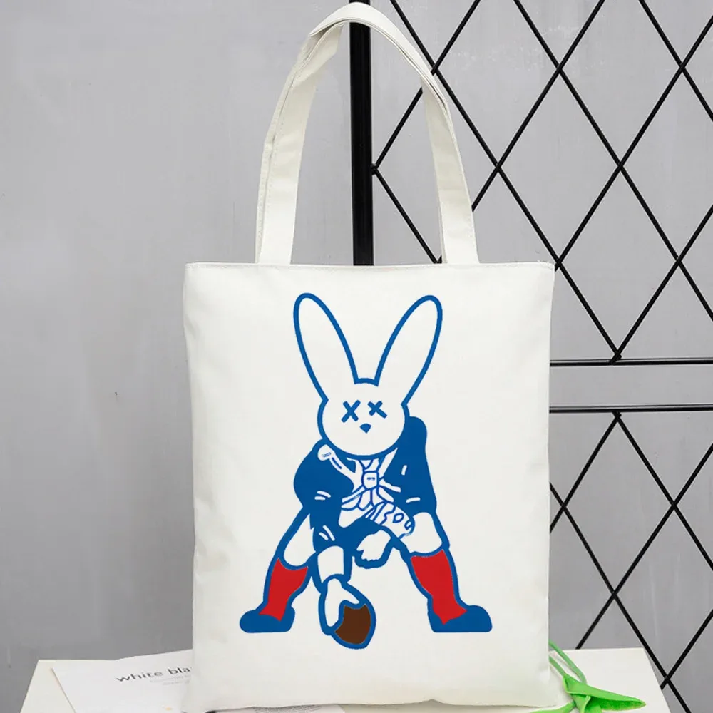 sac fourre-tout bad bunny, sac de courses personnalisable, pliable, réutilisable, à bandoulière, pour femme