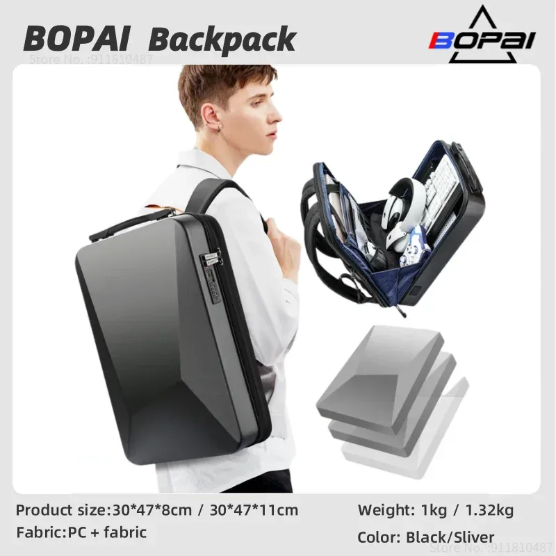 sac dos pc noir argent extensible antivol cadre interne normcore minimaliste polyester usb charge étanche informatique transport courbe physiologie
