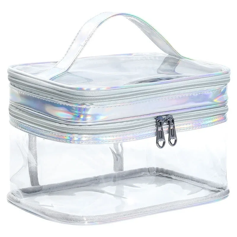 sac à cosmétiques transparent pour femmes, filet de célébrité, grande capacité, voyage pour filles, portable, étanche, sac de lavage, sac de rangement