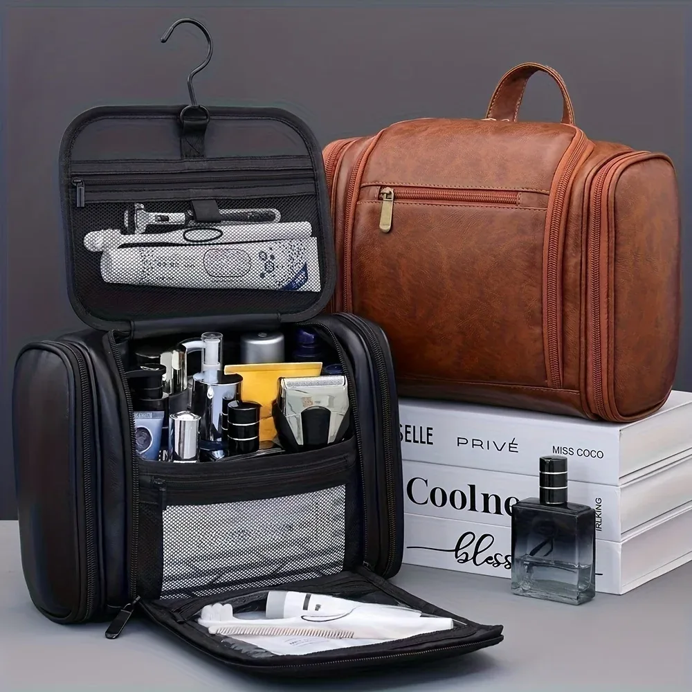 trousse de toilette de voyage unisexe grande capacité avec crochet, sac de rangement multi-compartiments, idéal pour les sorties quotidiennes, cadeau parfait pour hommes et femmes