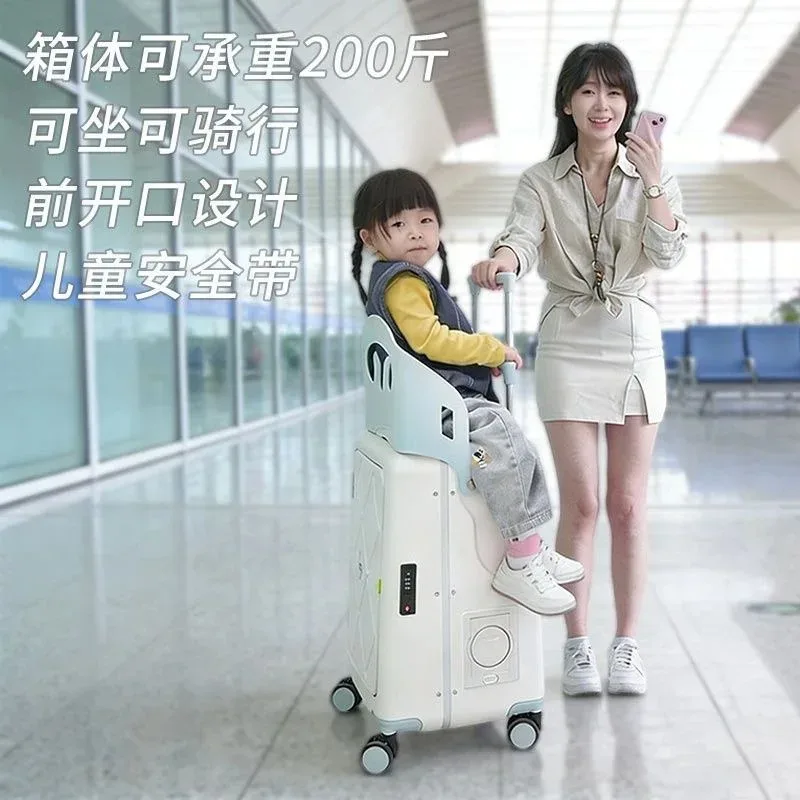 valise à roulettes pour enfants, valise poussette pour enfants de 20/24 pouces avec ouverture frontale, valise de cabine multifonctionnelle pour les voyages en avion
