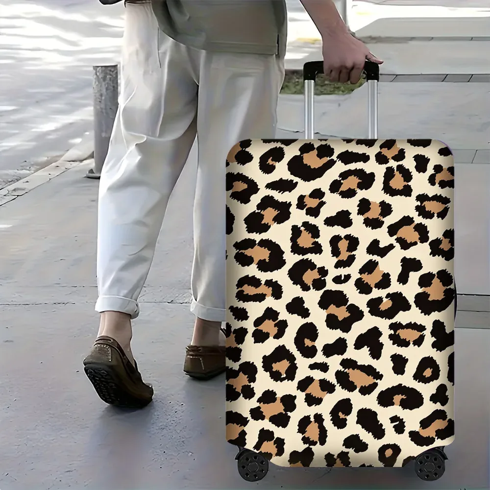 1 housse de protection pour bagages motif léopard, pour bagages de 18 à 32 pouces ; accessoires de voyage anti-poussière et élastiques pour protéger efficacement vos bagages