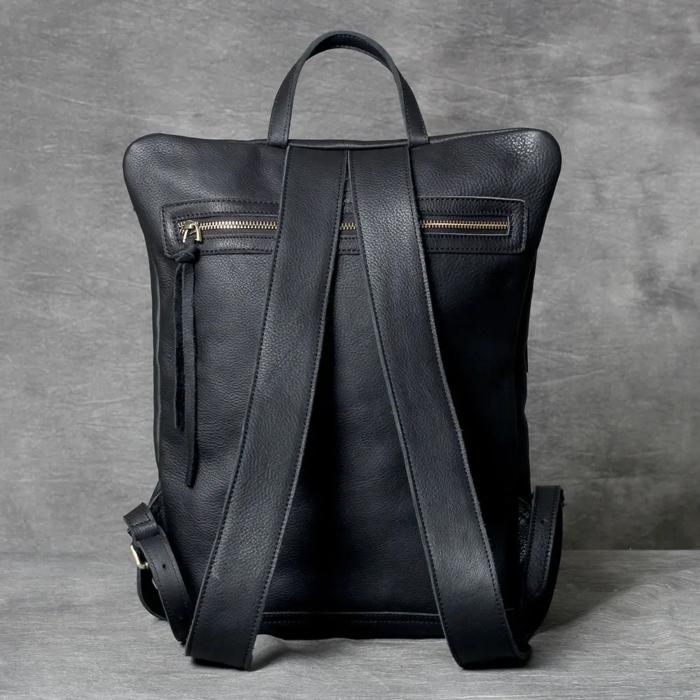 sac à dos décontracté s.worker en cuir véritable, sac à bandoulière pour ordinateur portable en cuir de vachette pleine fleur, sac d'école tendance