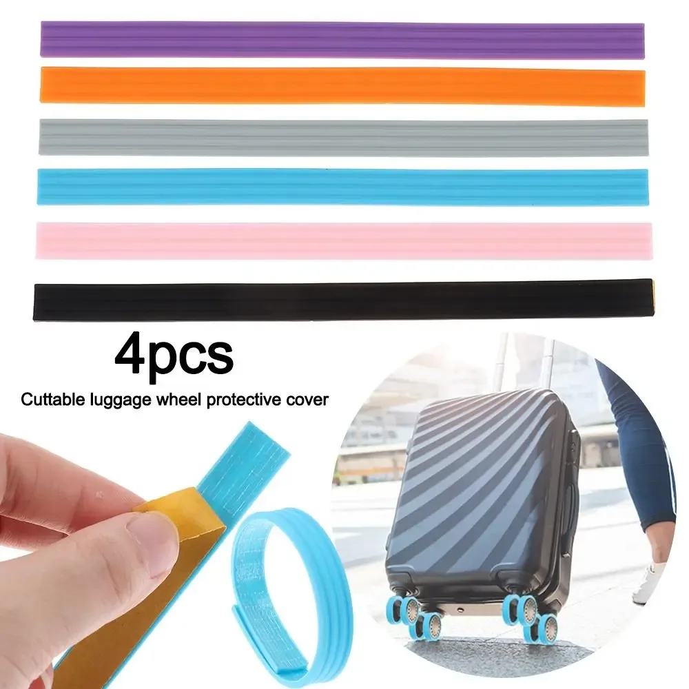 protège roulettes valise caoutchouc rose marron dore orange motif simple couvre bruit voyage bagage ornement protection roues