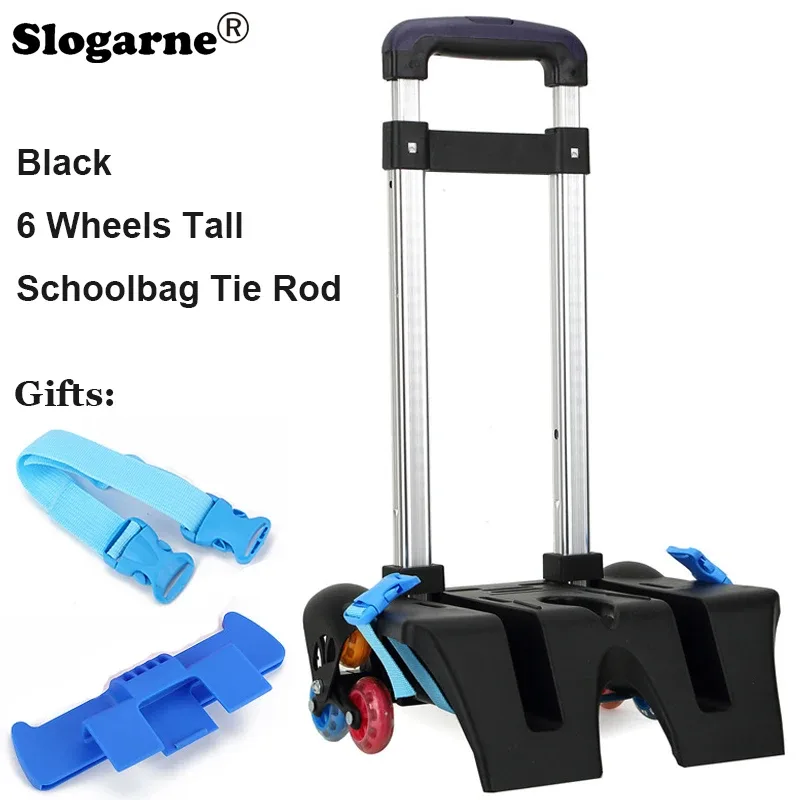 sac à dos pour enfants, roues de chariot à tige de traction, accessoires de sac d'école pour enfants, tige de direction, stator pour étudiants, monter les escaliers, 6 roues, pièces de sacs