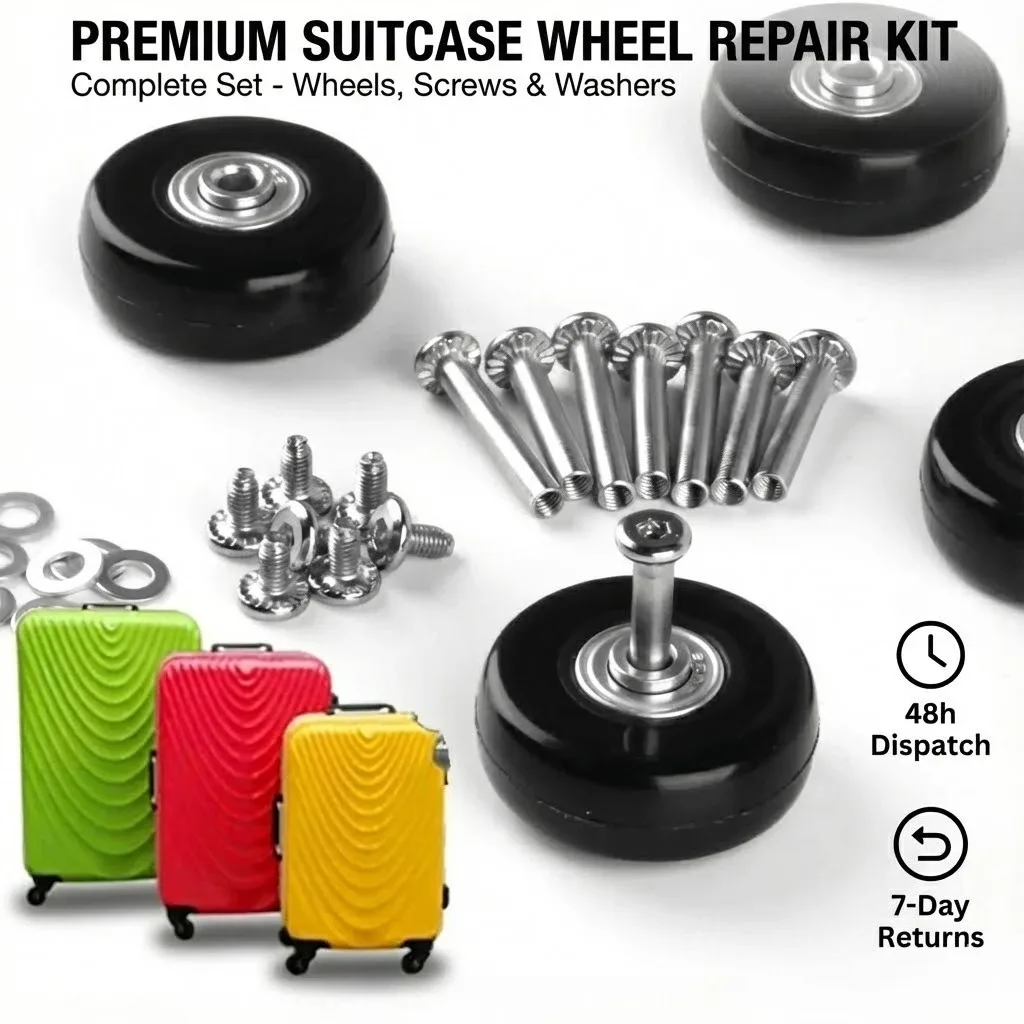 kit de réparation d'essieux de roues de remplacement de bagages de valise universelle roulettes muettes en caoutchouc silencieux 40mm 50mm 60mm sac de voyage pièces outils