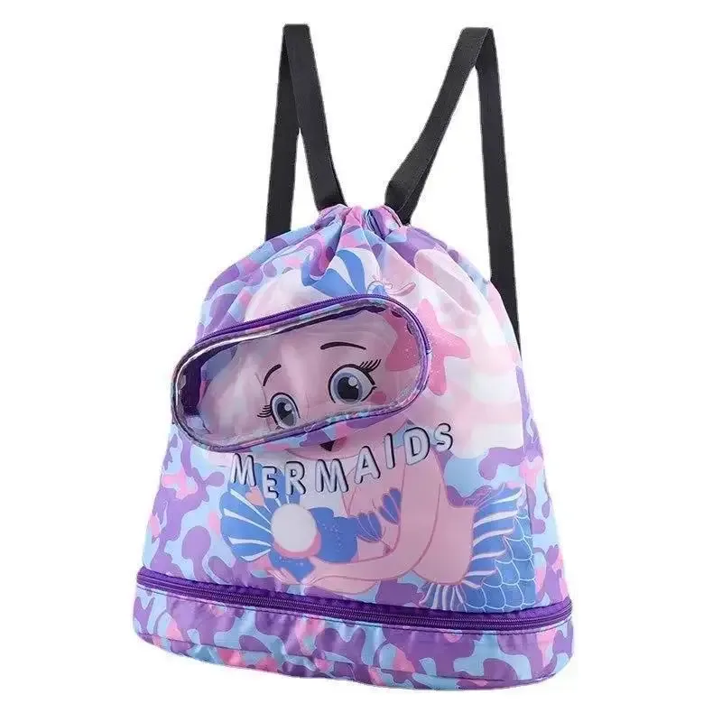 sac de natation portable pour enfants, sac à dos étanche avec séparation sec/humide et imprimé dessin animé, organisateur essentiel pour les sports des enfants