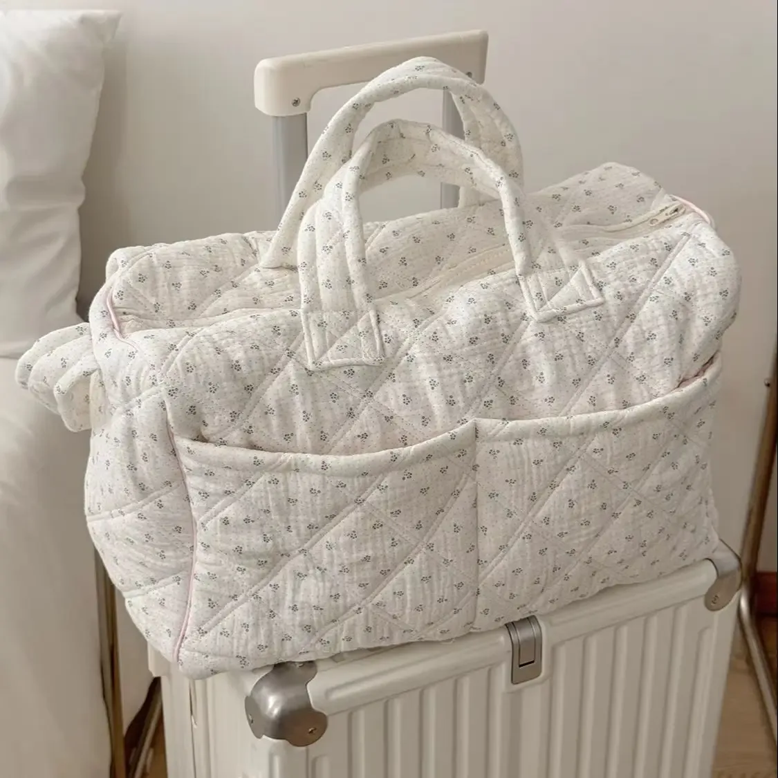 sac de voyage floral frais et élégant style yt, nouveau sac à main grande capacité, sac fourre-tout pour étudiants et navetteurs