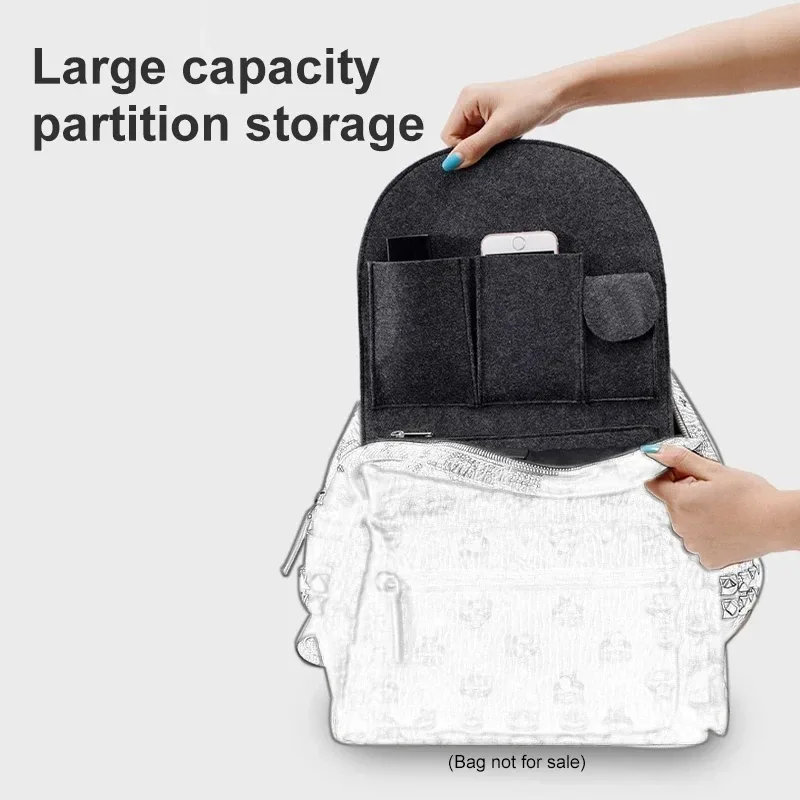 organisateur voyage feutre gris poches zippées sac intérieur salle recherche utilitaire compression transport école travail