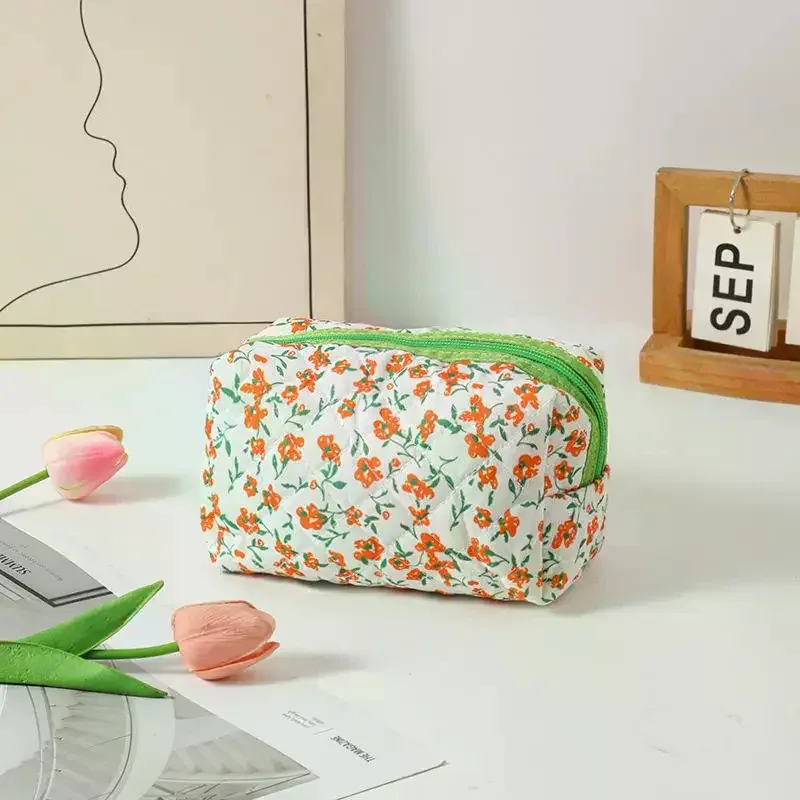 sac de rangement portable imprimé petite fleur, trousse de maquillage de voyage, trousse de toilette pour femmes et filles