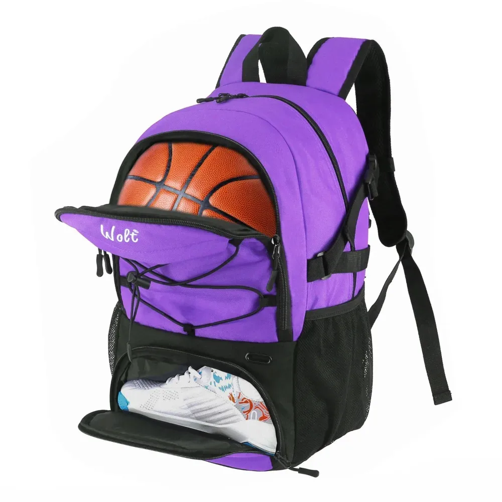 sac à dos de basket-ball de grande capacité, compartiment pour chaussures, porte-balle séparé, sac à dos de ballon de football, sac de sport respirant et étanche