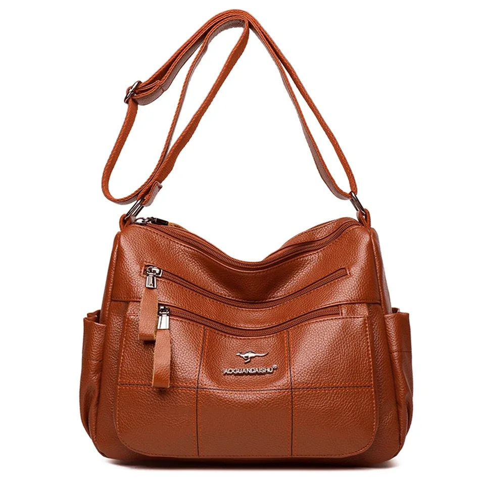 sacs à bandoulière en cuir souple multi-poches pour femmes, sacs à main classiques lancés, sacs à main de luxe de créateur, haute qualité, 2024