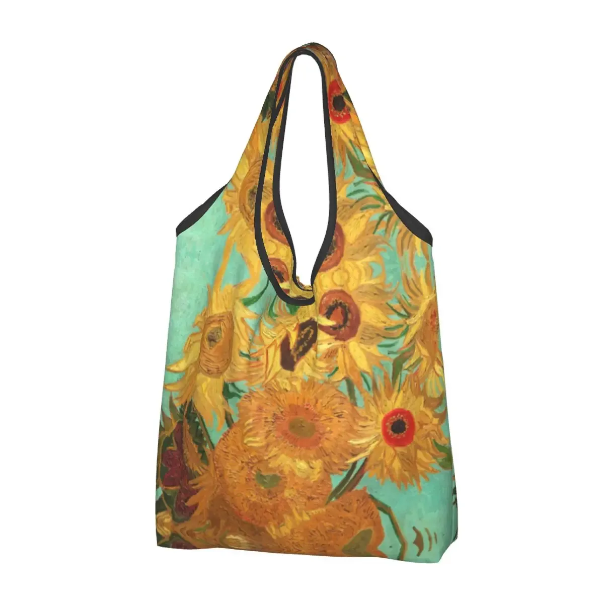 sac fourre-tout portable personnalisé drôle 73 terrasse la nuit, peinture de vincent van gogh, sac d'épicerie initié