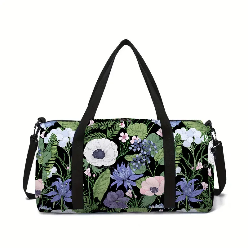 fleur herbe feuille tournesol impression 3d sacs de voyage de grande capacité sac à bandoulière en forme de baril sacs de sport de plein air sac de yoga de gymnastique