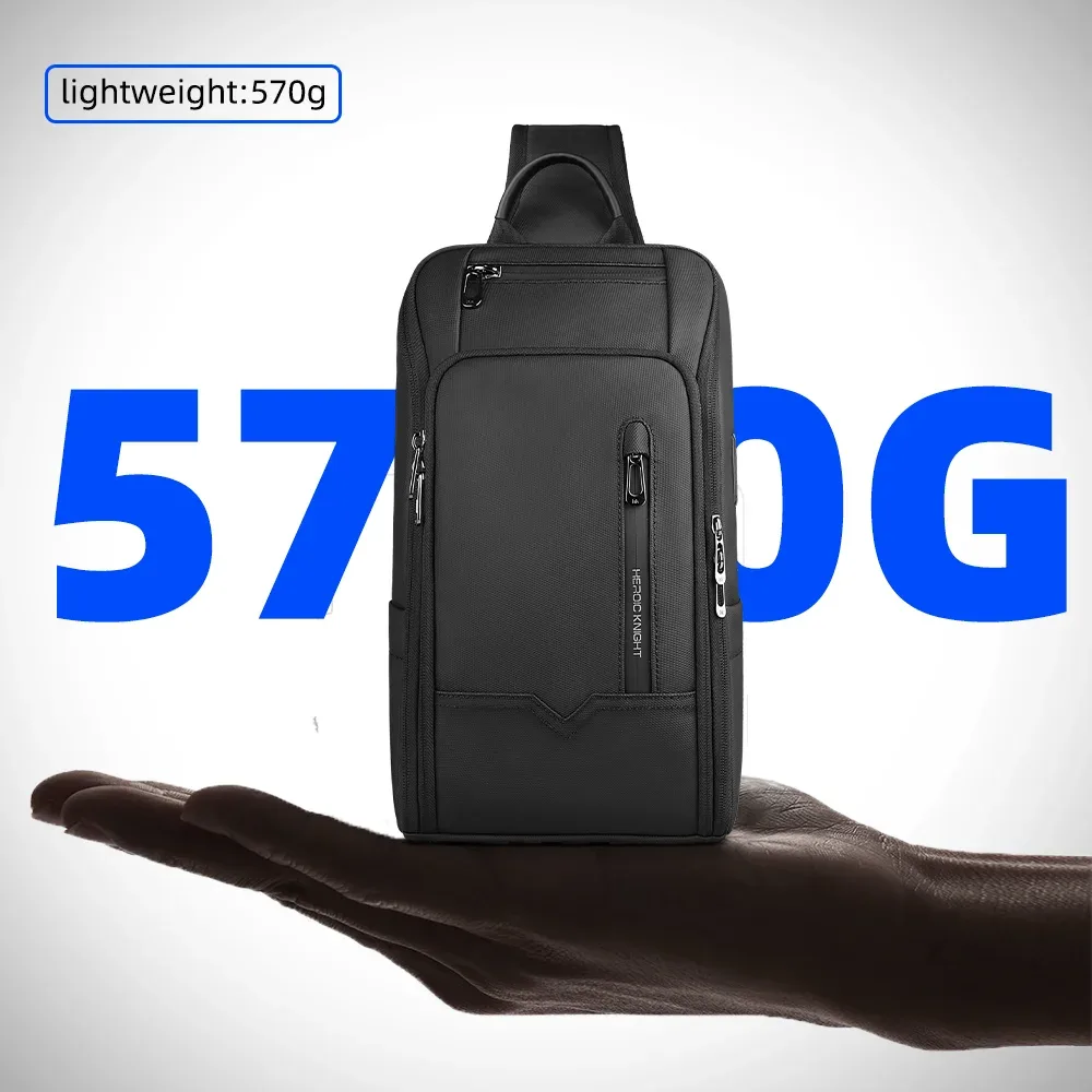 hcankcan mode hommes sac à bandoulière multifonction usb sac à bandoulière étanche sac de messager tendance sport voyage fronde poitrine sac