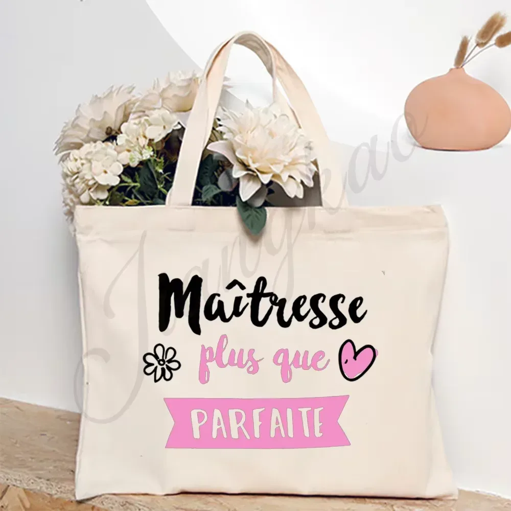 merci enseignant français impression femmes sac à bandoulière toile sacs à provisions femmes sacs à main sac fourre-tout réutilisable meilleurs cadeaux pour maitresse