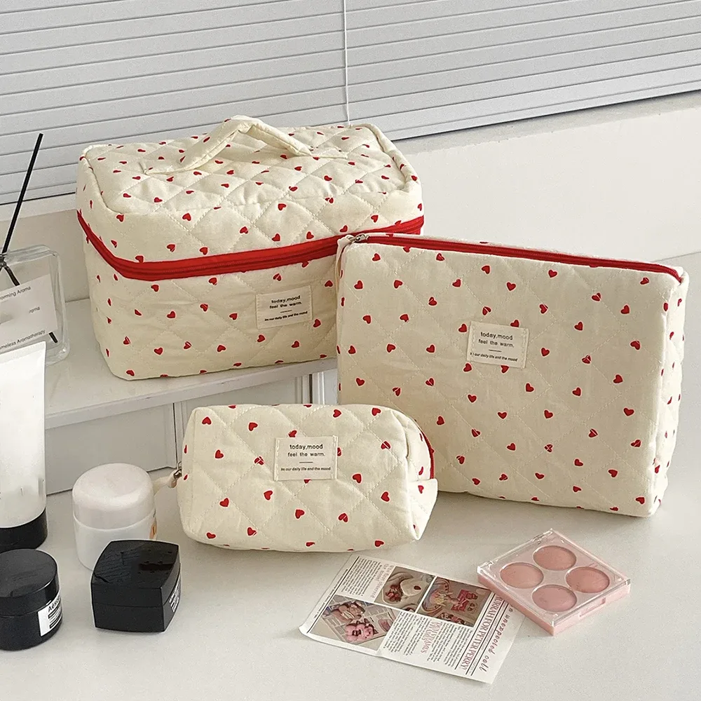 Sac de maquillage matelassé tendance pour femme, grande capacité, trousse de toilette, pochette de rangement cosmétique, sac à main, sac de maquillage zippé pour femme