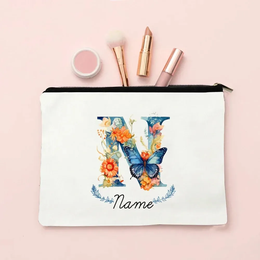 pochette de maquillage personnalisée avec initiale et nom pour femmes, sacs à cosmétiques a-z, trousse de toilette de voyage pour filles, cadeau de mariage ou d'anniversaire pour elle